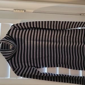 Cremieux Black and Grey Striped Long Sleeve Turtleneck Dress